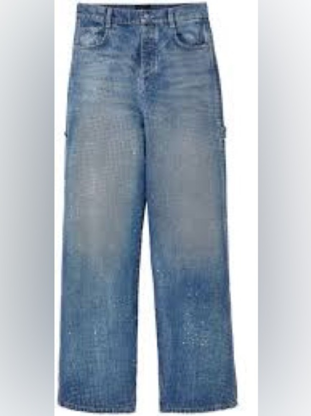 Marc Jacobs Vintage Wash Straight-Leg Jeans in Denim Blue with Crystals
